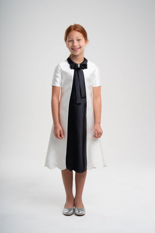 girls black and white a-line dress