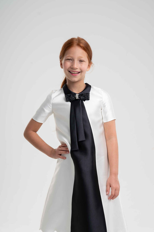 girls black and white a-line dress