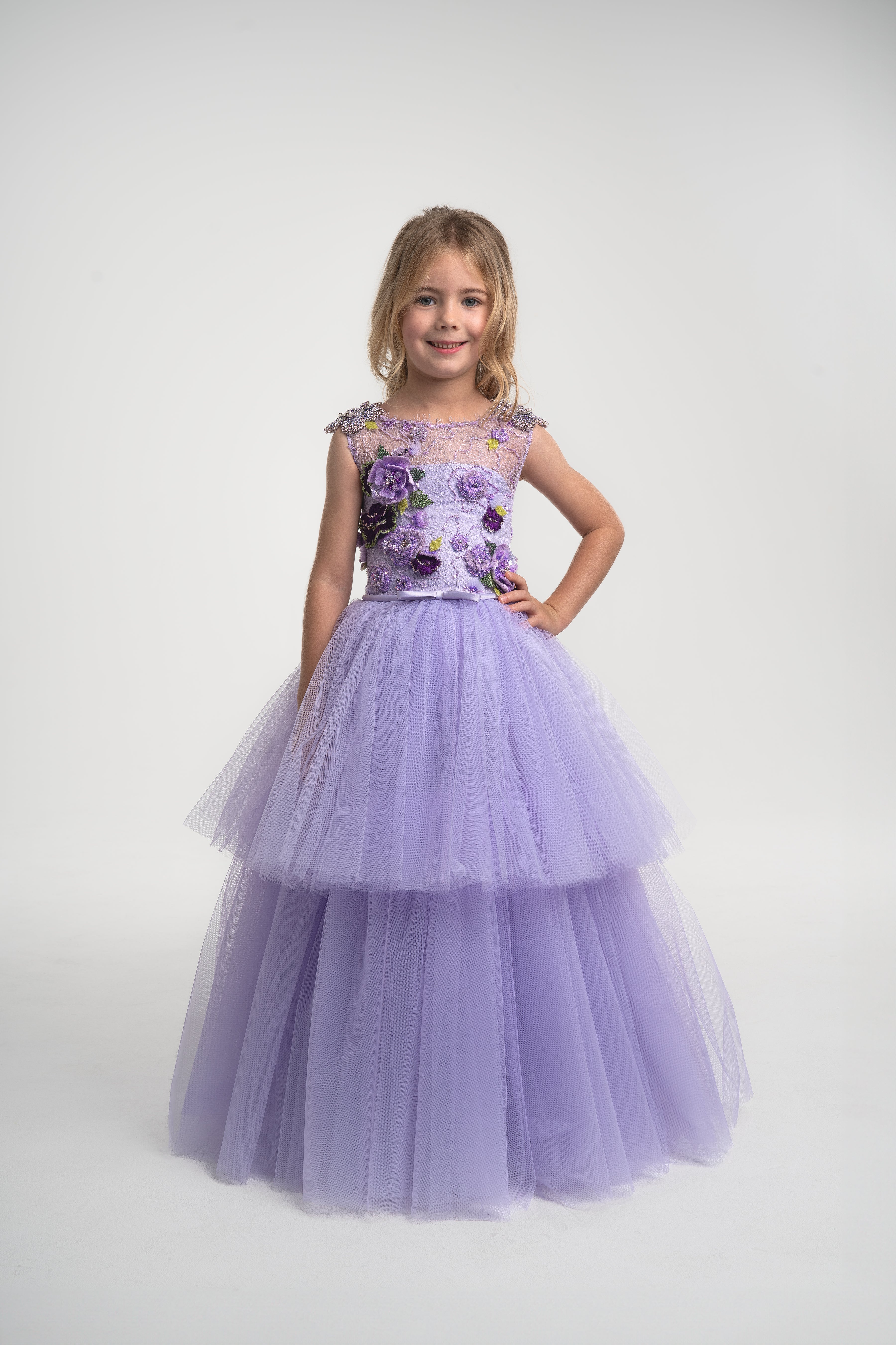 girls purple ball gown dress