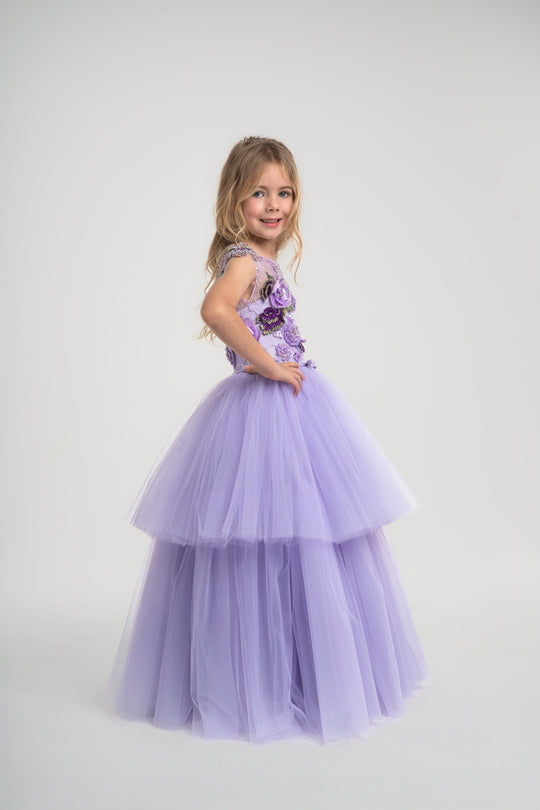 girls purple ball gown dress