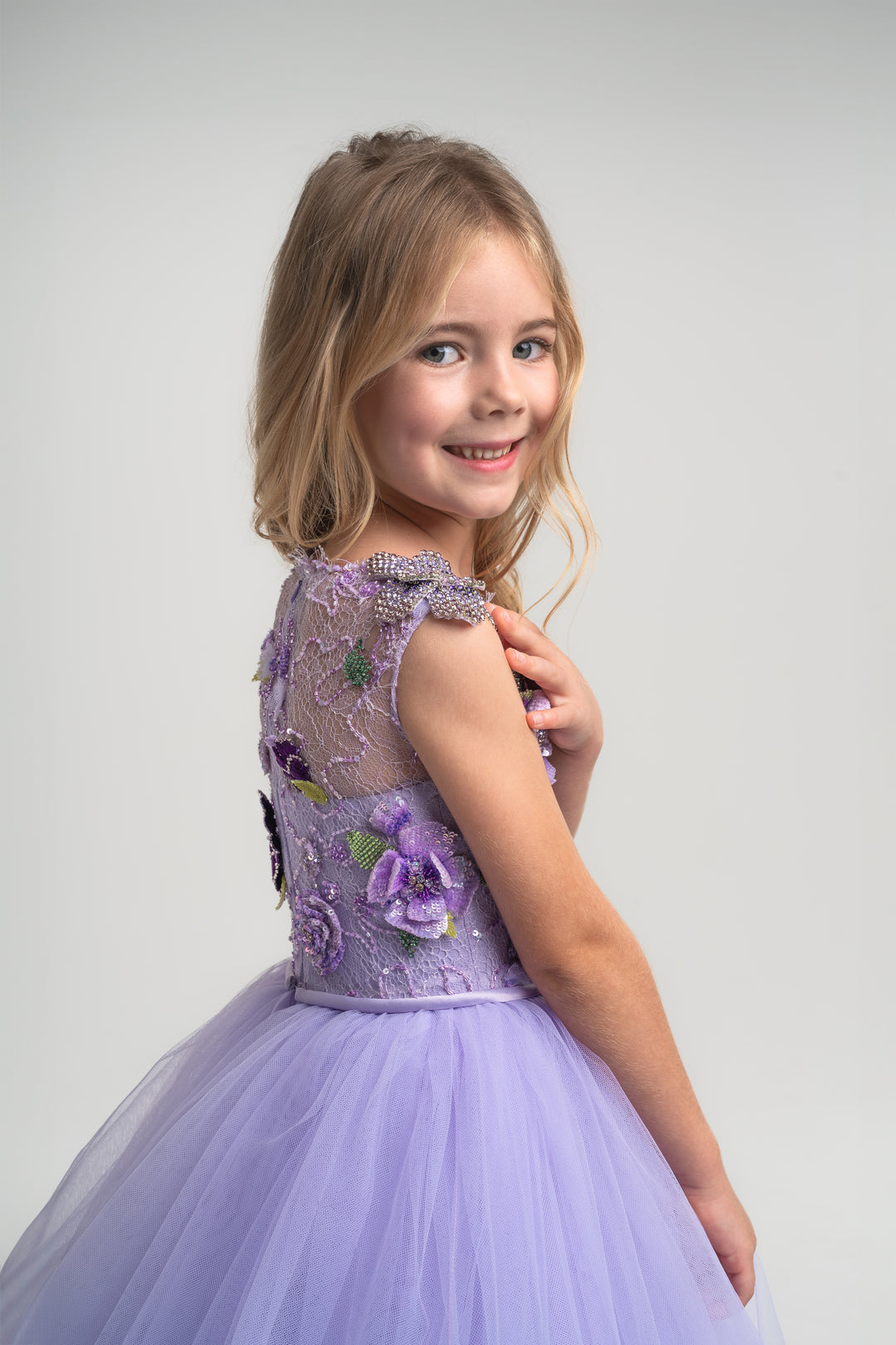 girls purple ball gown dress