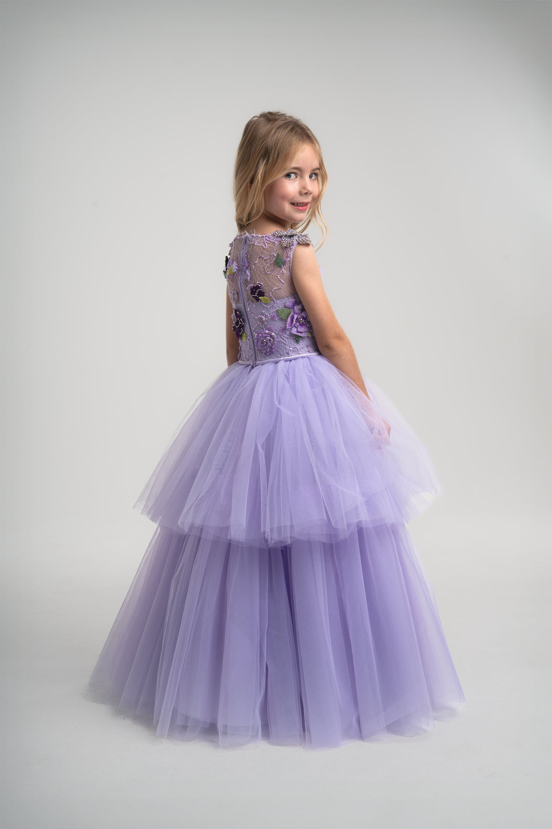 girls purple ball gown dress