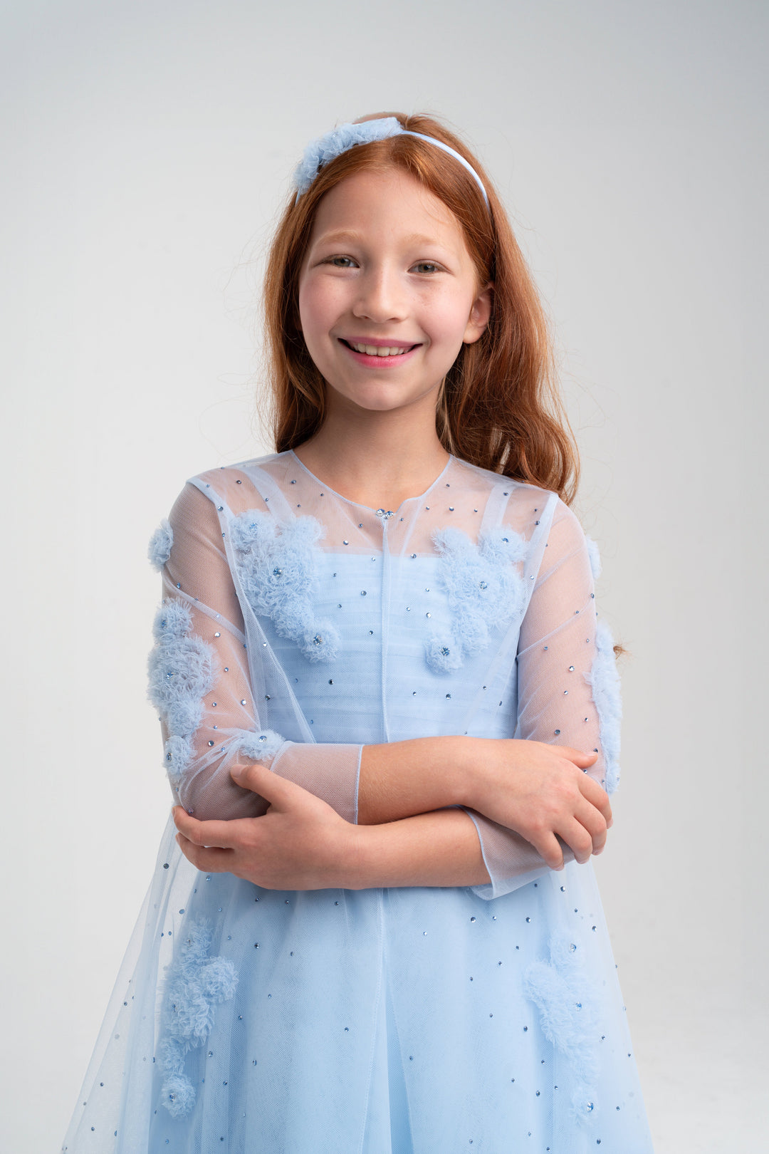 girls sky blue dress and robe set dress