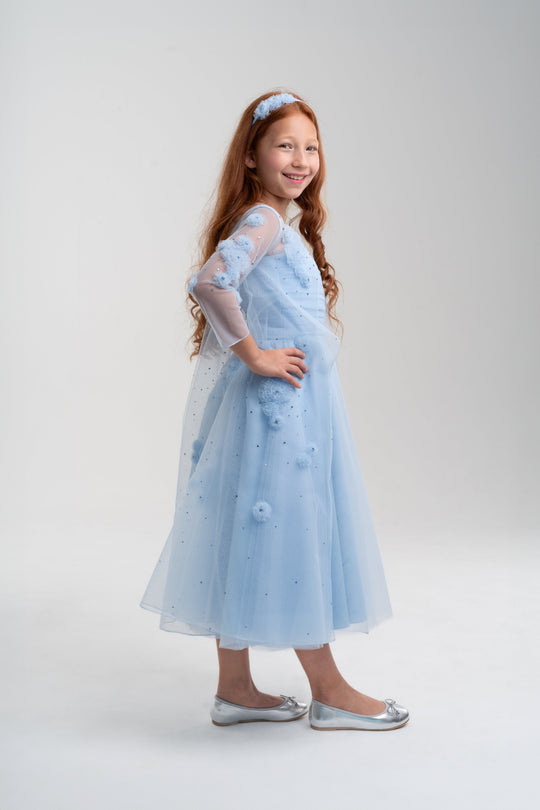 Girls' Sky Blue Dress and Robe Set Dress