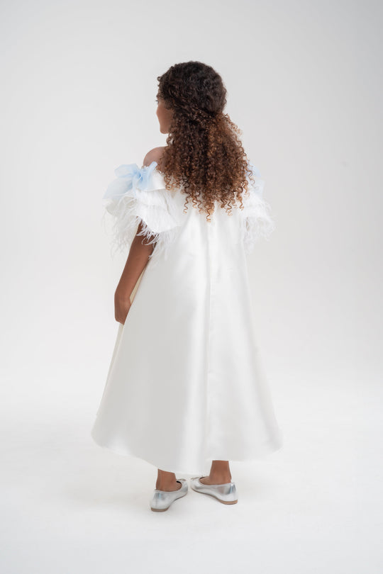 Girls' White Babydoll A-Line Dress