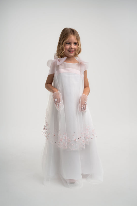 girls white embroidered princess dress