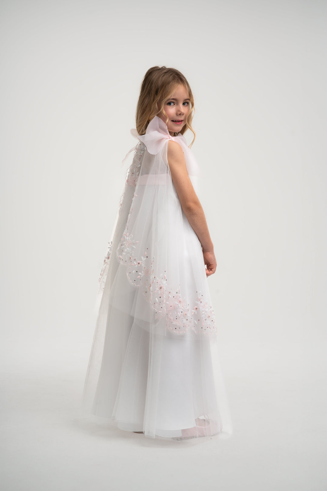 girls white embroidered princess dress