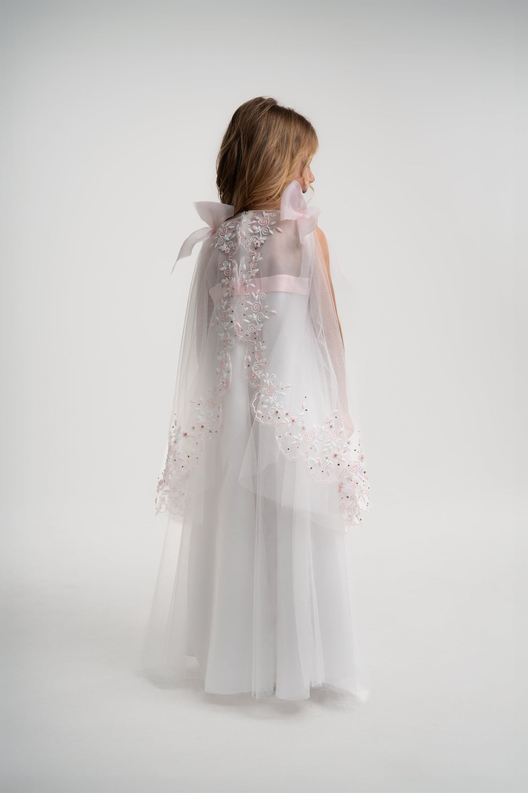 girls white embroidered princess dress