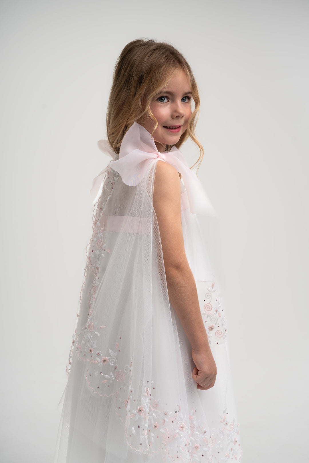 girls white embroidered princess dress