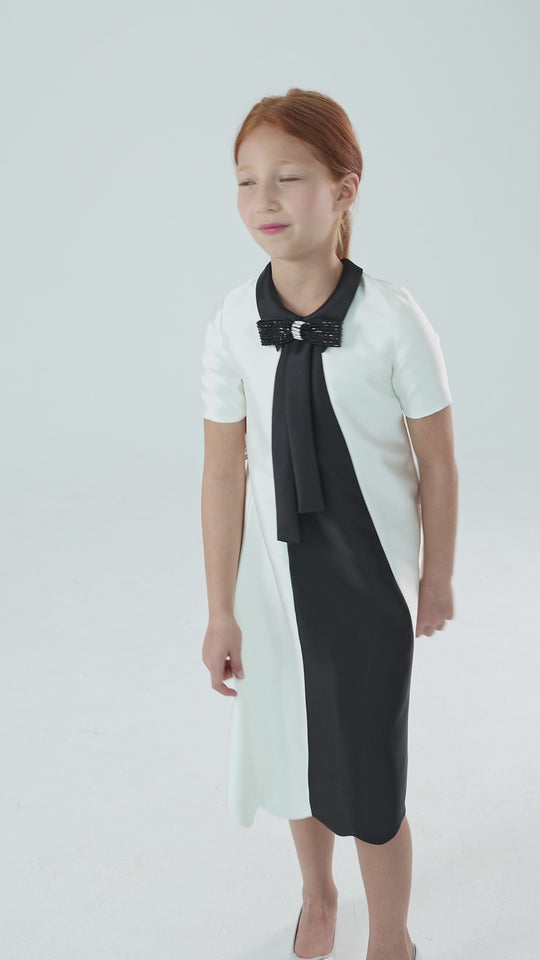 Girls' Black and White A-Line Dress